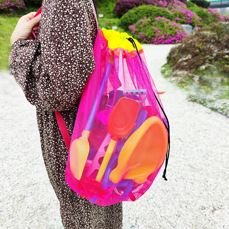 Outdoor Beach Mesh Bag Children Sand Away Foldable Portable Kids Beach Toys Bag Clothes Toy Storage Sundries Organizers Backpack
