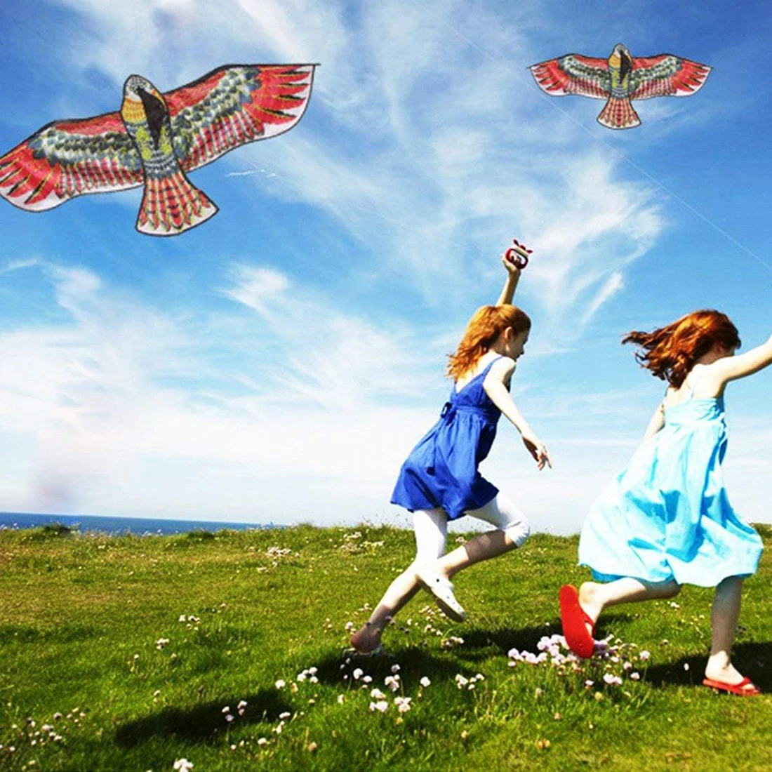 1.2M Emulational Flying Hawk Kite Scarecrow Bird Repellent for Garden Yard Child Outdoor Animals Cute Kite Toys