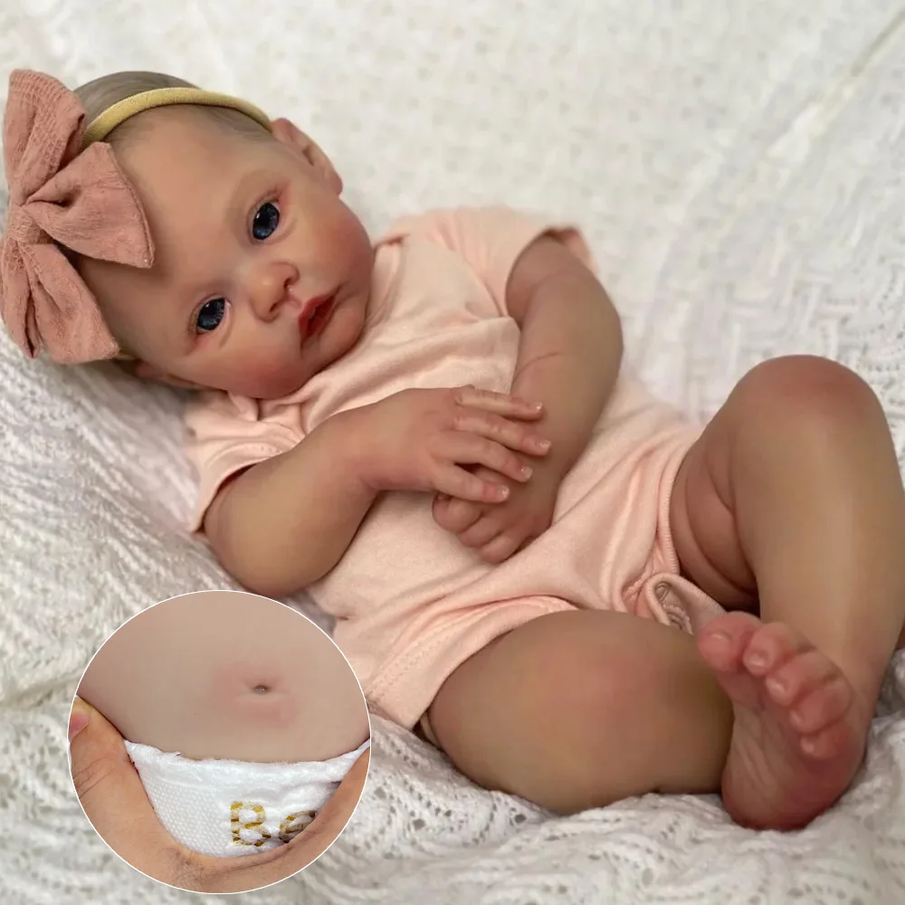 45cm Meadow Bebe Reborn Girl Full Body Silicone Vinyl 3D Painted Skin Lifelike Real Art Newborn Baby Toy For Family's Gift