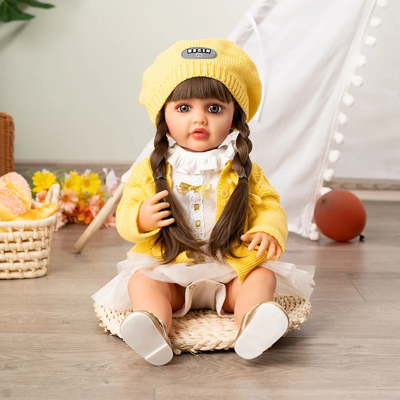 22 Inch Full Body Soft Silicone Vinyl Girl Reborn Baby Doll With Painted Lifelike Hair Bebe Reborn Toys Reborn Doll for Baby Toy