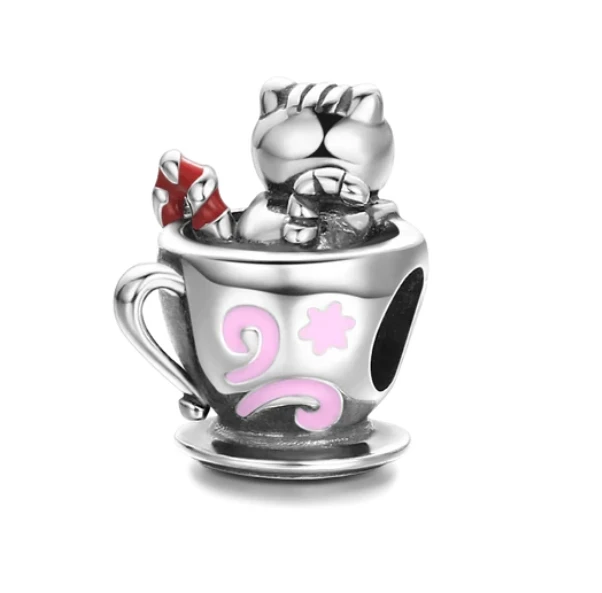 New Sterling Sier Valentine s Day Charm Love Heart Clip Rose Pendant DIY Fine Bead Fit Original charms Bracelet 5