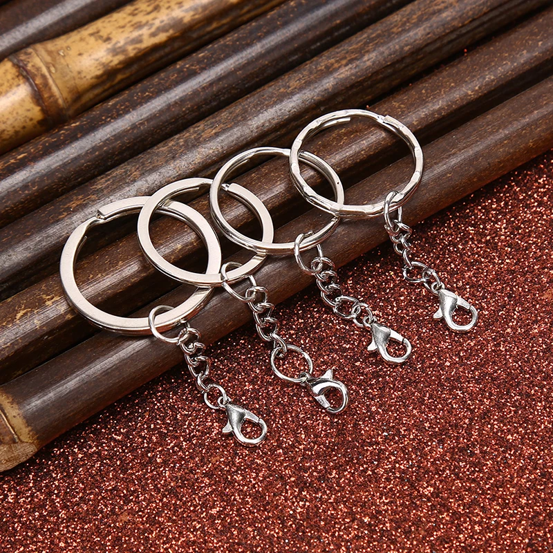 10Pcs/Set Lobster Clasp Key Ring Round Split Keychain Clasps Connector Hook For DIY Jewelry Making Finding Key Chain Accessor