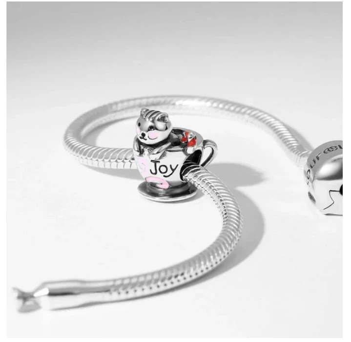 New Sterling Sier Valentine s Day Charm Love Heart Clip Rose Pendant DIY Fine Bead Fit Original charms Bracelet 5