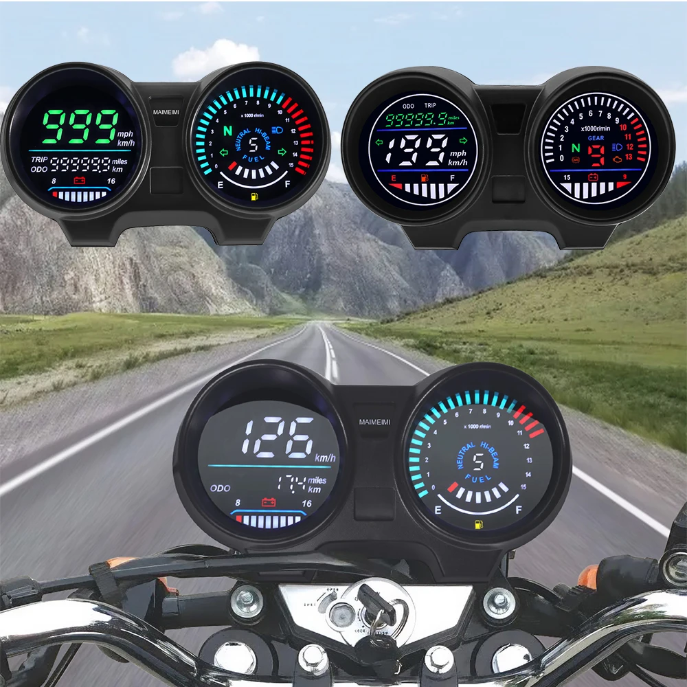Motorcycle Dashboard Digital Tachometer Waterproof Red Fuel Gauge Turn Signal Lights for Brazil Digital Panel Titan 150