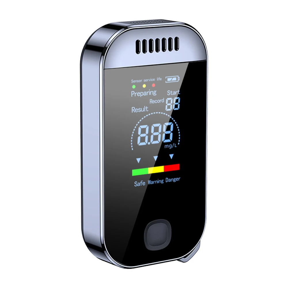 Alcohol Tester High Accuracy Breathalyzer Non-Contacting Alcohol Detector USB Rechargeable w/ Digital LED Screen Alarm Function