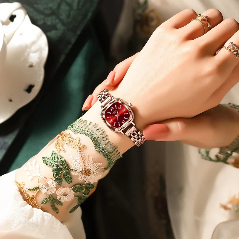 NIBOSI 2023 New Rose Gold Women Watches Creative Steel Women's Bracelet Wrist Watches Ladies Square Waterproof Relogio Feminino