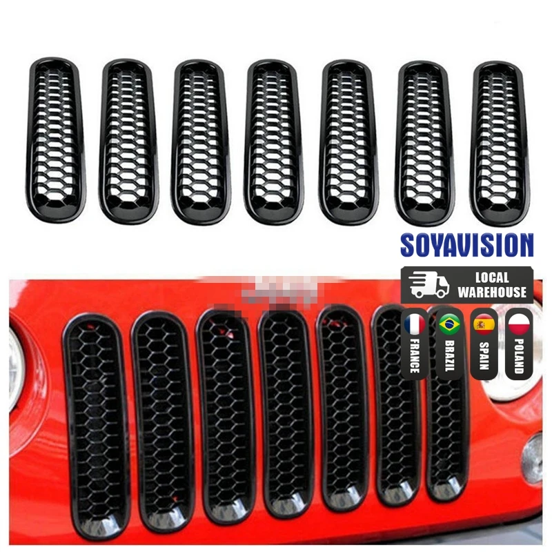 Grill Insert For 07-18 Jeep Wrangler JK Front Grille Mesh Inserts & Headlight Cover Frame Car Accessories