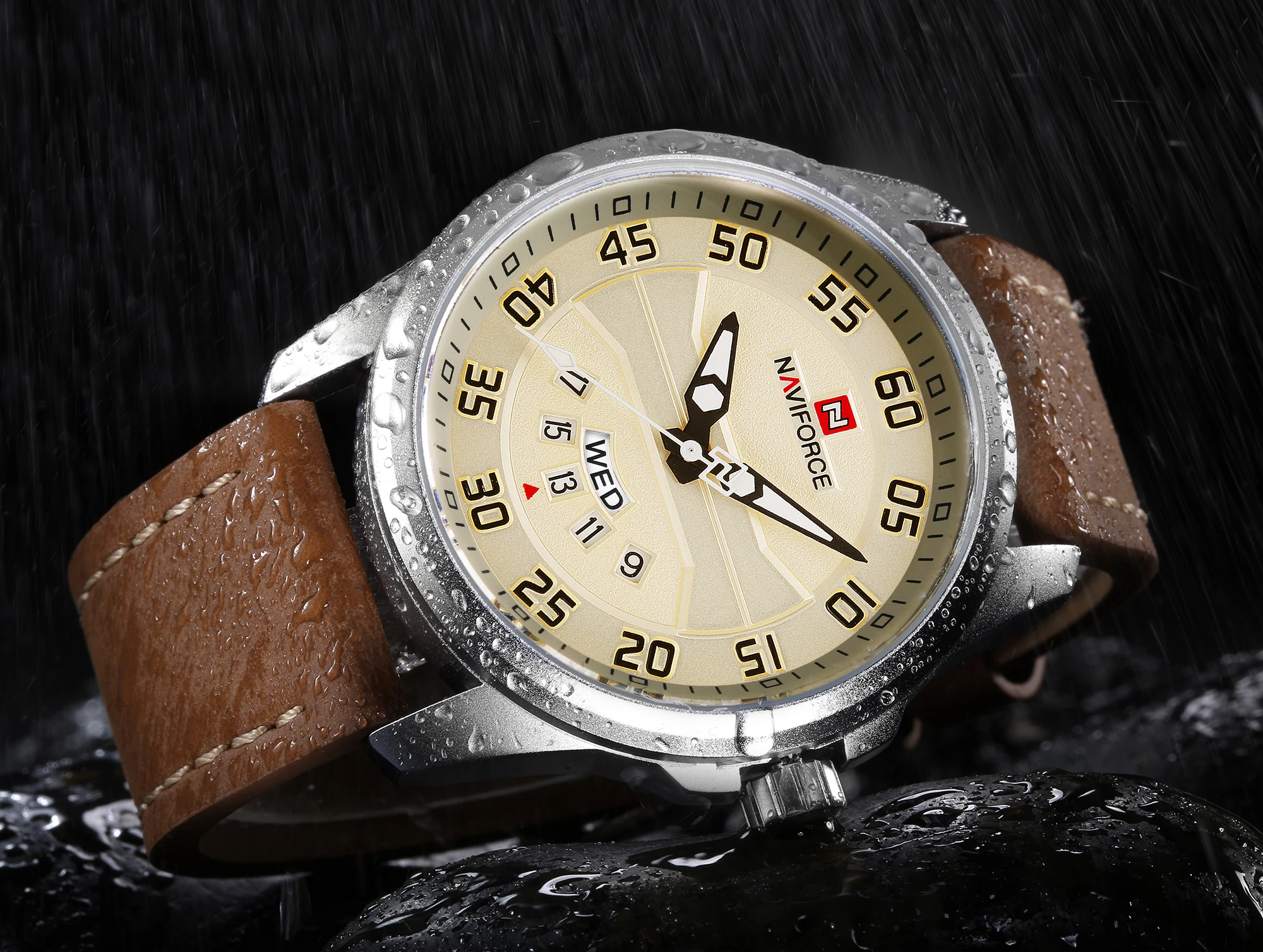 NAVIFORCE Men Sports Watches Men's Quartz Date Clock Man Leather Strap Military Waterproof Wrist watch relogio masculino