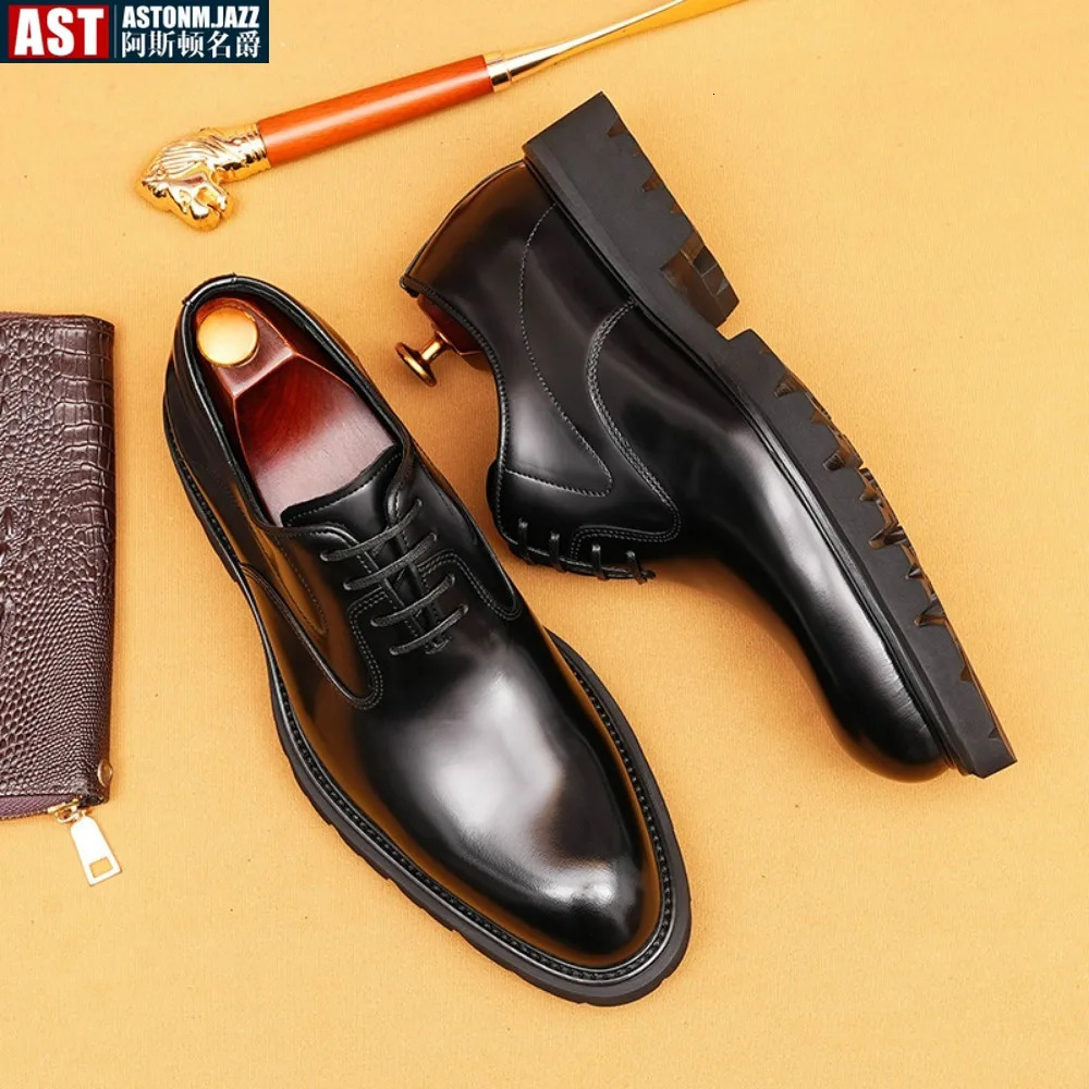 Italian mens formal shoes leather handmade high-quality comfortable elegant black wedding social Oxford shoes mens 241031