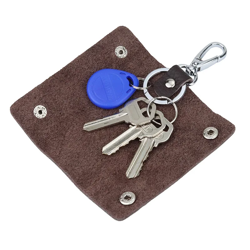 Vintage Key Wallet Car Key Pouch Bag Case Holder Chain Covers Zipper Housekeeper Pocket Key Organizer Smart Leather Keychain