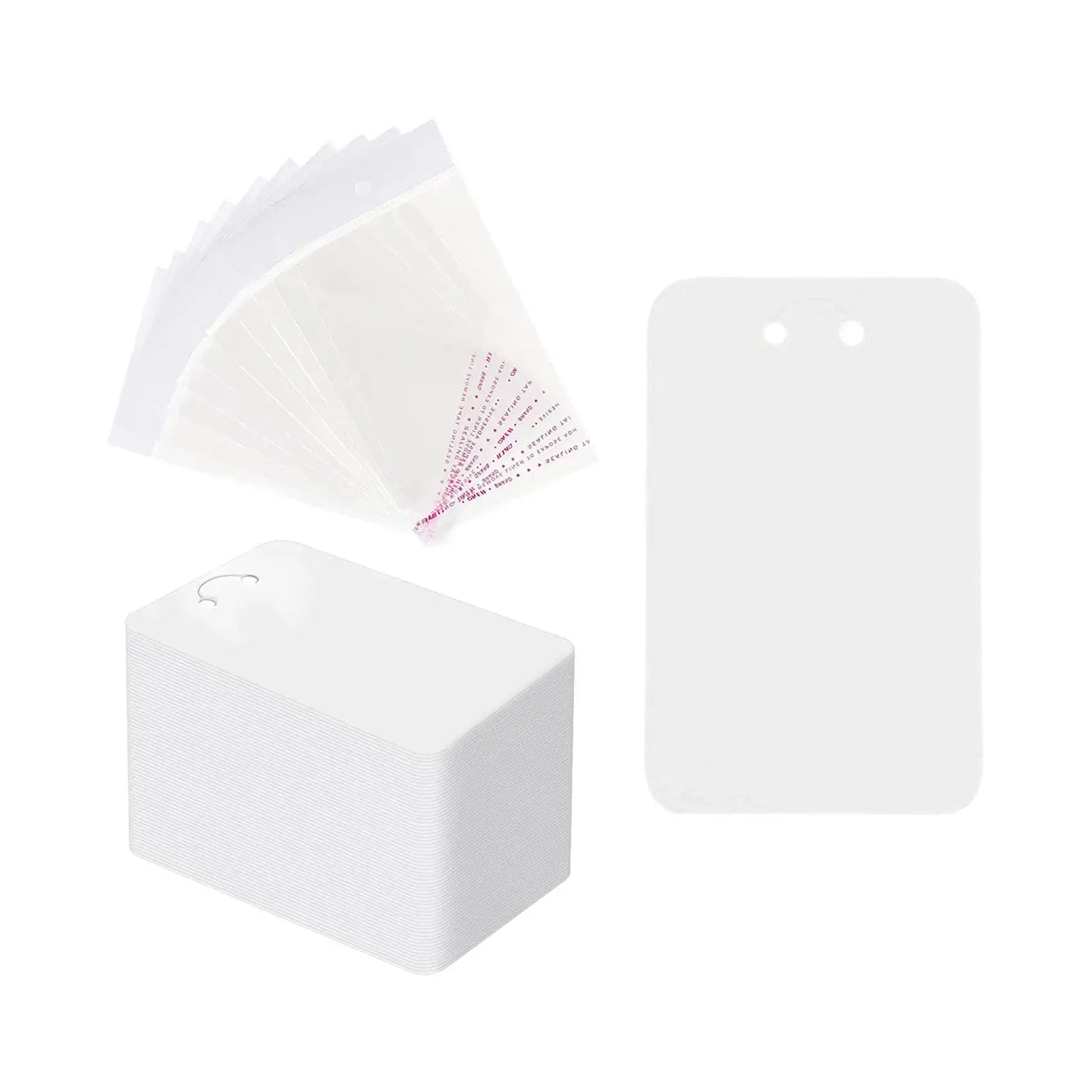 100x Keychain with Self Sealing Bags Rings Bracelet Display Cards