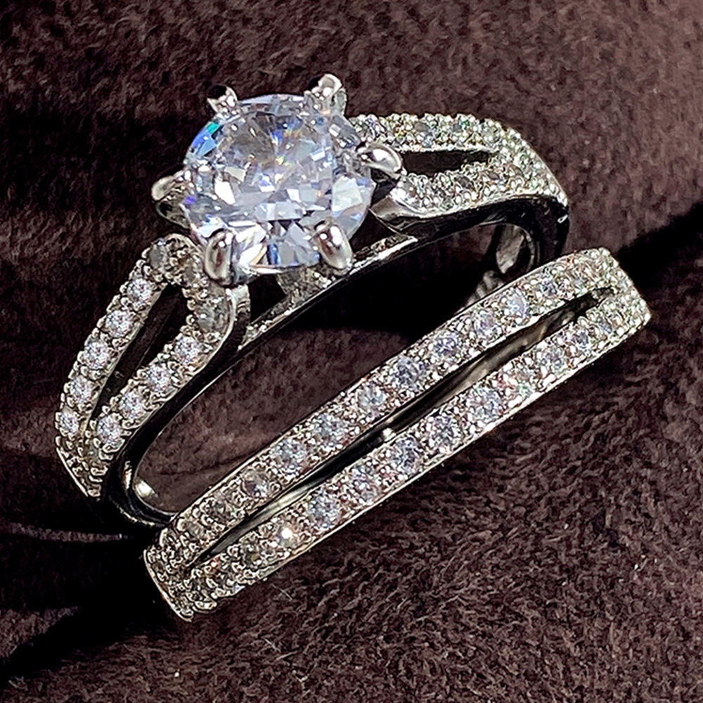 Band Rings New Luxury 925 Sterling Silver Luxury Big Wedding Rings Set for Bridal Women Engagement Finger Party Gift Designer Jewelry