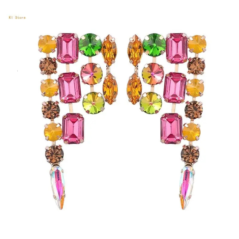 Fancy colored diamond earrings fashionable pendant earrings Christmas jewelry gifts 241031