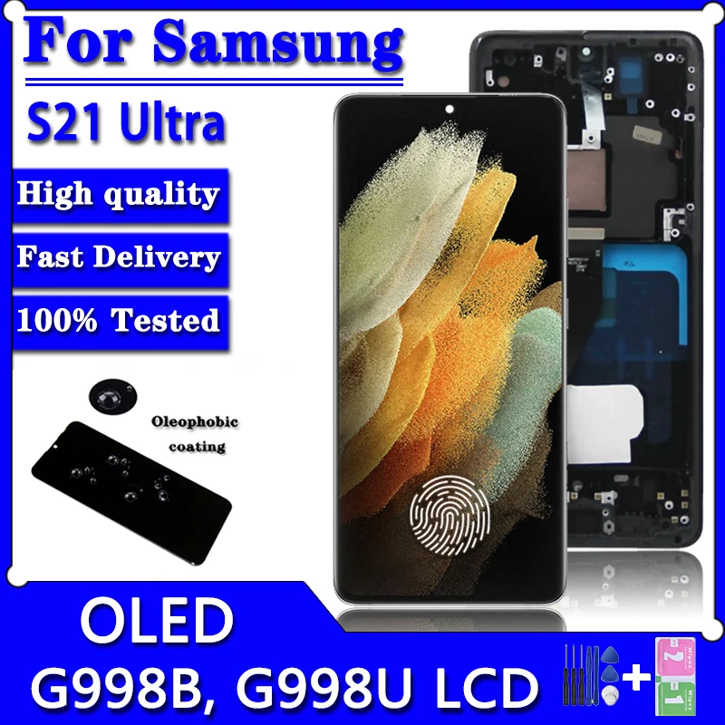 OLED For Samsung S21 Ultra 5G Lcd G998F G998u1 Display Touch Screen Digitizer For S21Ultra LCD Fingerprint