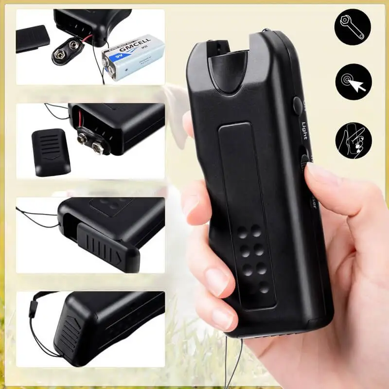 Ultrasonic Dog Repeller Pet Training Device Outdoor Deterrent Chaser Handheld Anti-barking Device with LED to Repel Cats & Dogs