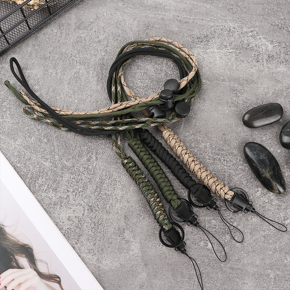 Paracord Keychain Lanyard Rotatable Buckle High Strength Parachute Cord Mobile Phone Strape Key Ring Neck Hanging Rope