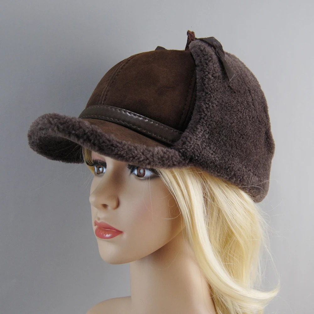 selling high-quality genuine fur hats cashmere mens winter bomber hats autumn warm Usanka Russian hats snow hats 241031