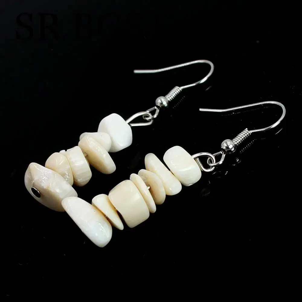 6-8mm white coral natural gemstone womens necklace bracelet earrings jewelry set 17.5 7-8 241031