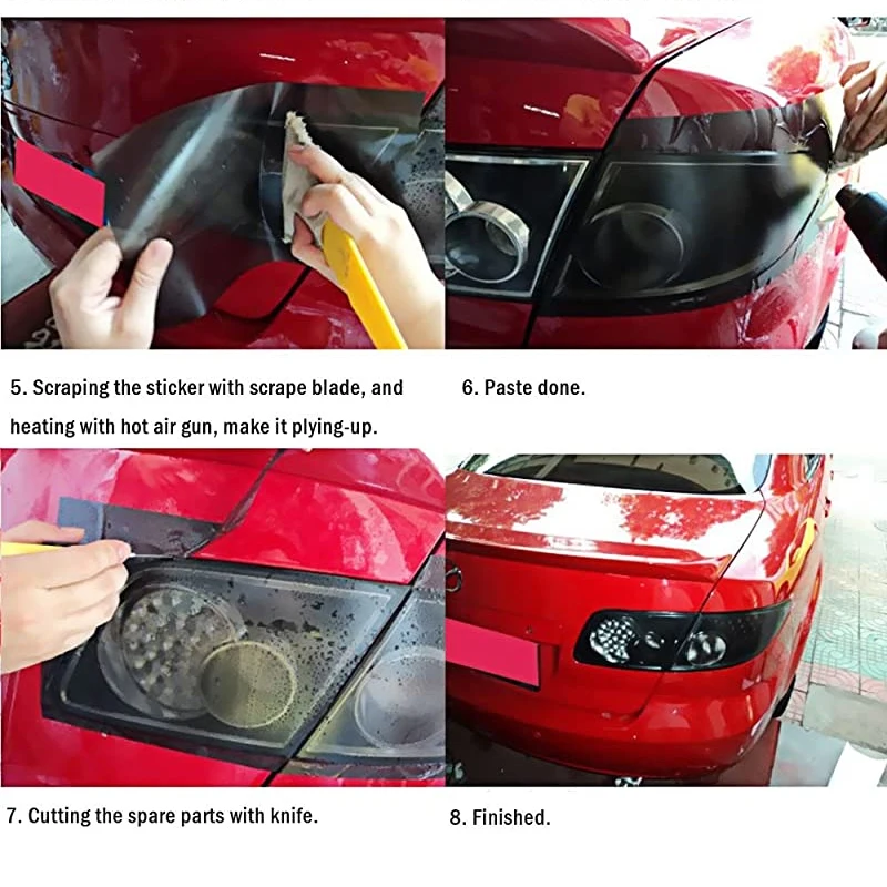 30x60cm Car Light Headlight Taillight Tint Vinyl Film Sticker Sheet Fog Light Rear Lamp Matt Smoke Film Car Exterior Accessories