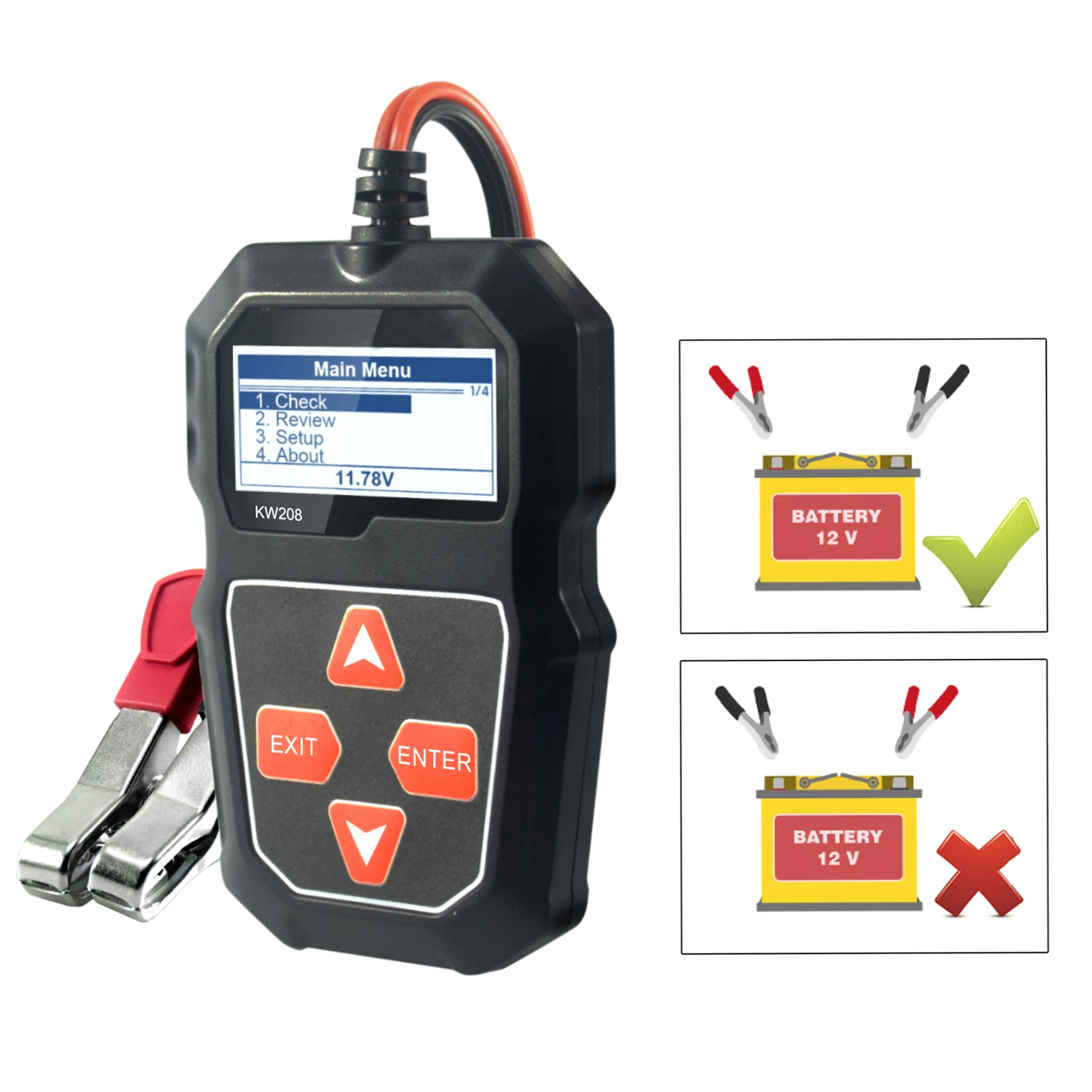 KONNWEI KW208 12V Car Battery Load Tester Professional Automotive Alternator Analyzer Waveform Voltage Test for Car/Motorcycle