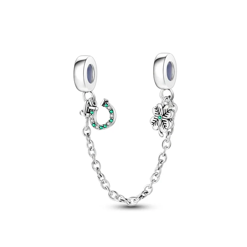 New Fine 925 Sterling Silver Lucky Grass Beads Charms Lucky Clover Dangle Fit Original Pandora Bracelet DIY Women Amulet Pendant