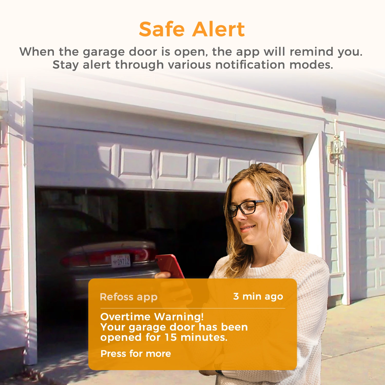 Refoss Smart WiFi Garage Door Opener WiFi Sensors Controller Remote Control Support Alexa Google Assistant NO Hub Required