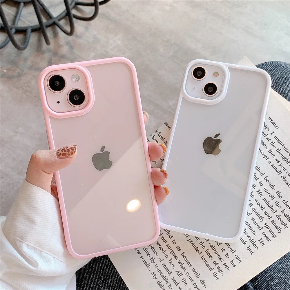 Candy Colored Acrylic Transparent Phone Case For Iphone15 14 13 12 11 Pro Max X XR XSMAX 7 8 Plus SE TPU Case Cover New Products