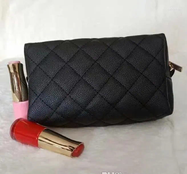 Storage Bags Makeup Tote Bag Insert Soft Diamond Make Up Case Classic Quilted Black Color Cosmetic Vintage Party Organizer