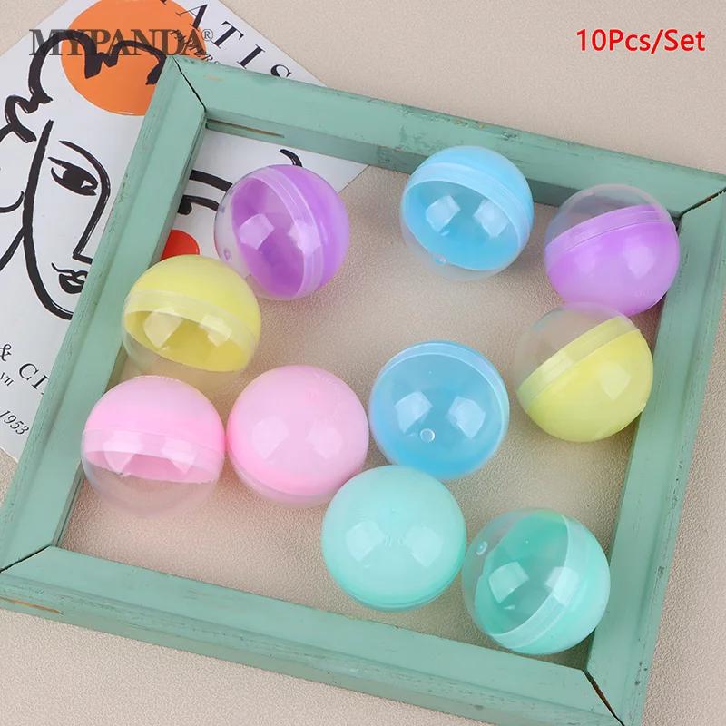 10Pcs 45mm Plastic PP Toy Capsules Half Transparent Colorful Round Surprise Ball Easy Open Lock Amusement for Vending Machine