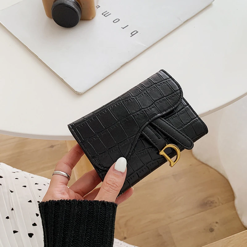 Women's Wallet Short 2024 New Korean Style D Letter Buckle Coins Purses Wallet Card Bag Key Wallet Luxury carteras para mujeres