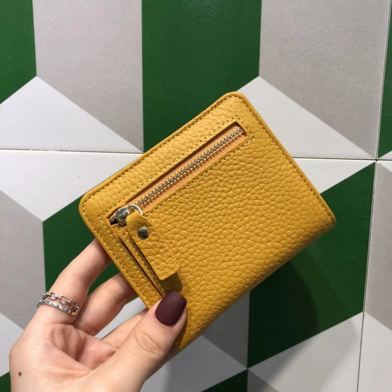 New designer cowhide women's wallet ultra-thin, compact and chic Christmas deer buckle women's genuine leather card clip wallet coin wallet