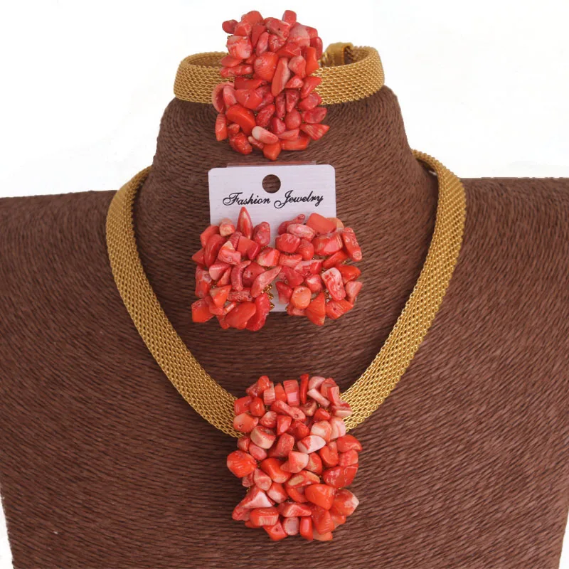4ujewelry African Wedding Coral Beaded Fine Jewelry Set For Women High Quality 2023