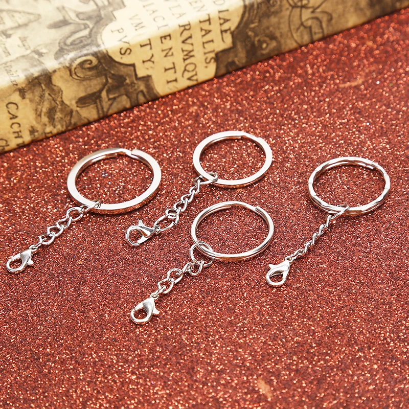 10Pcs/Set Lobster Clasp Key Ring Round Split Keychain Clasps Connector Hook For DIY Jewelry Making Finding Key Chain Accessor