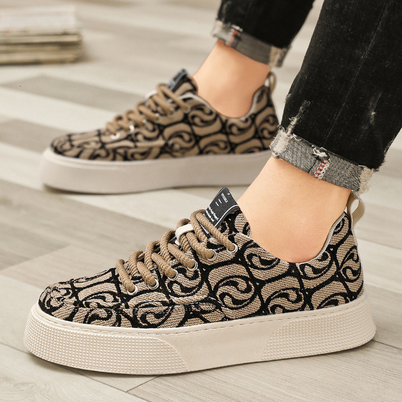 2024 Canvas Sneakers Men Fashion Spring Autumn Casual Men's Platform Lace Up Flats Non-slip Wear-resistant Sports Shoes a81a5
