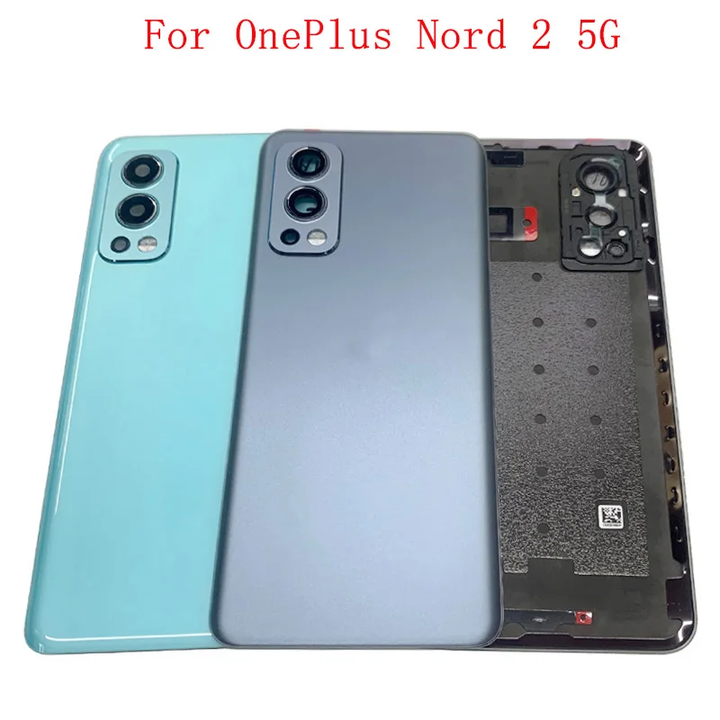 Battery Cover Rear Door Housing Case For OnePlus Nord 2 5G DN2101 DN2103 Back Cover with Camera Frame Lens Logo Repair Parts