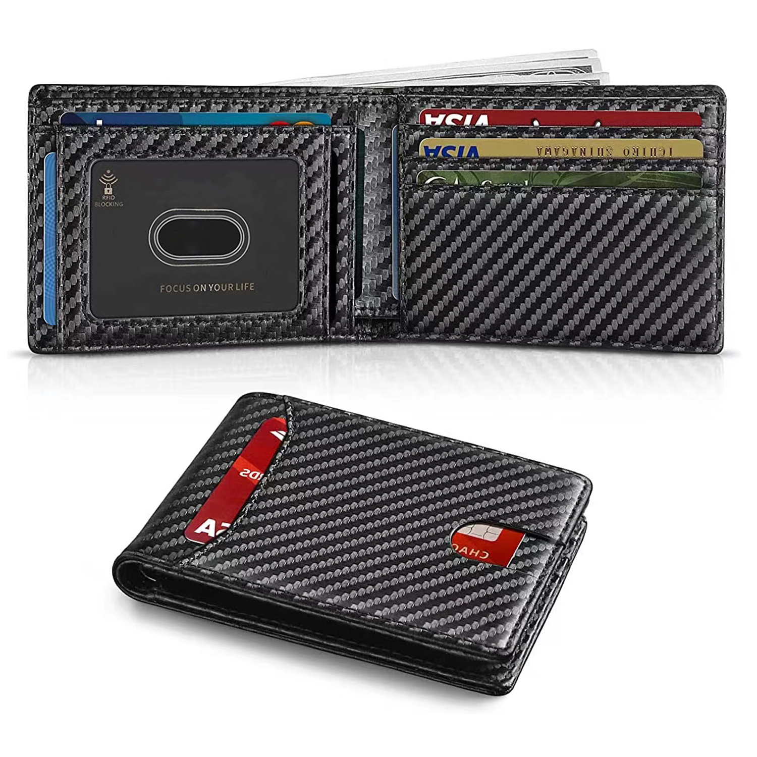 SEMORID Slim Wallet for Men Minimalist Leather Bifold RFID Blocking with 9 Slots