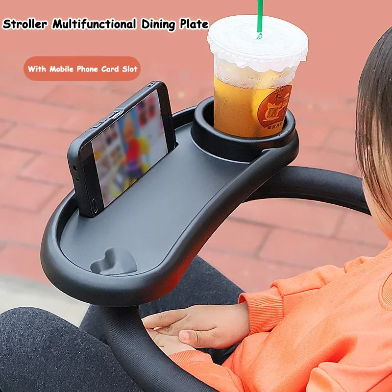 3 In 1 Baby Stroller Dinner Table Tray Multifunctional Stroller Plate Carriage Handrest Dish Supplies Toddler Milk Bottle Holder