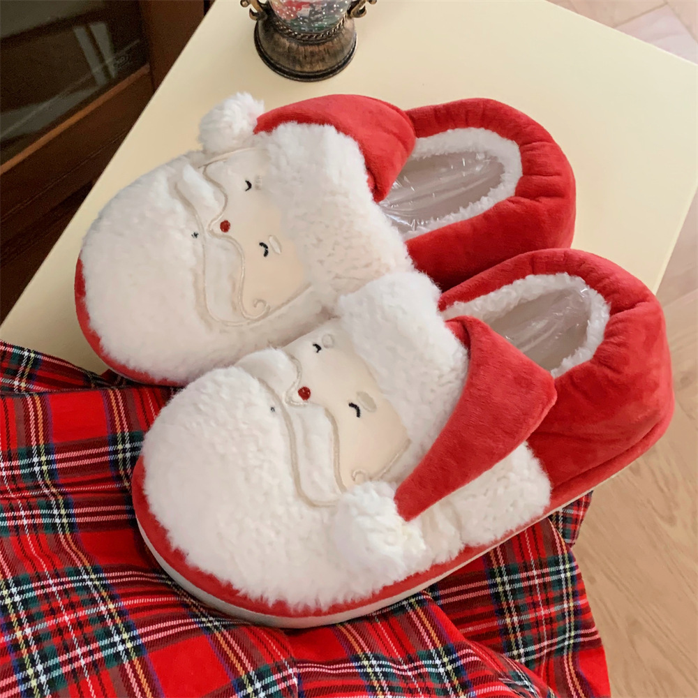 Women's Winter toe Pack Warm cotton slippers Santa Soft sole Slipper men's indoor floor flat home couple non-slip shoes