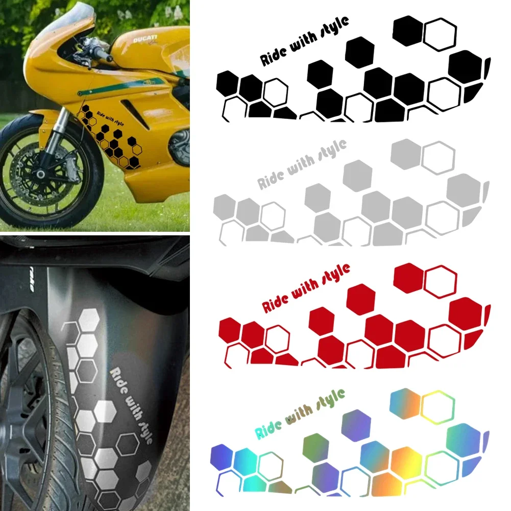Motorbike Fender Stickers Hexagonal Reflective Stickers Reflective Body Stickers Honeycomb Shaped Pull-On Body Decals