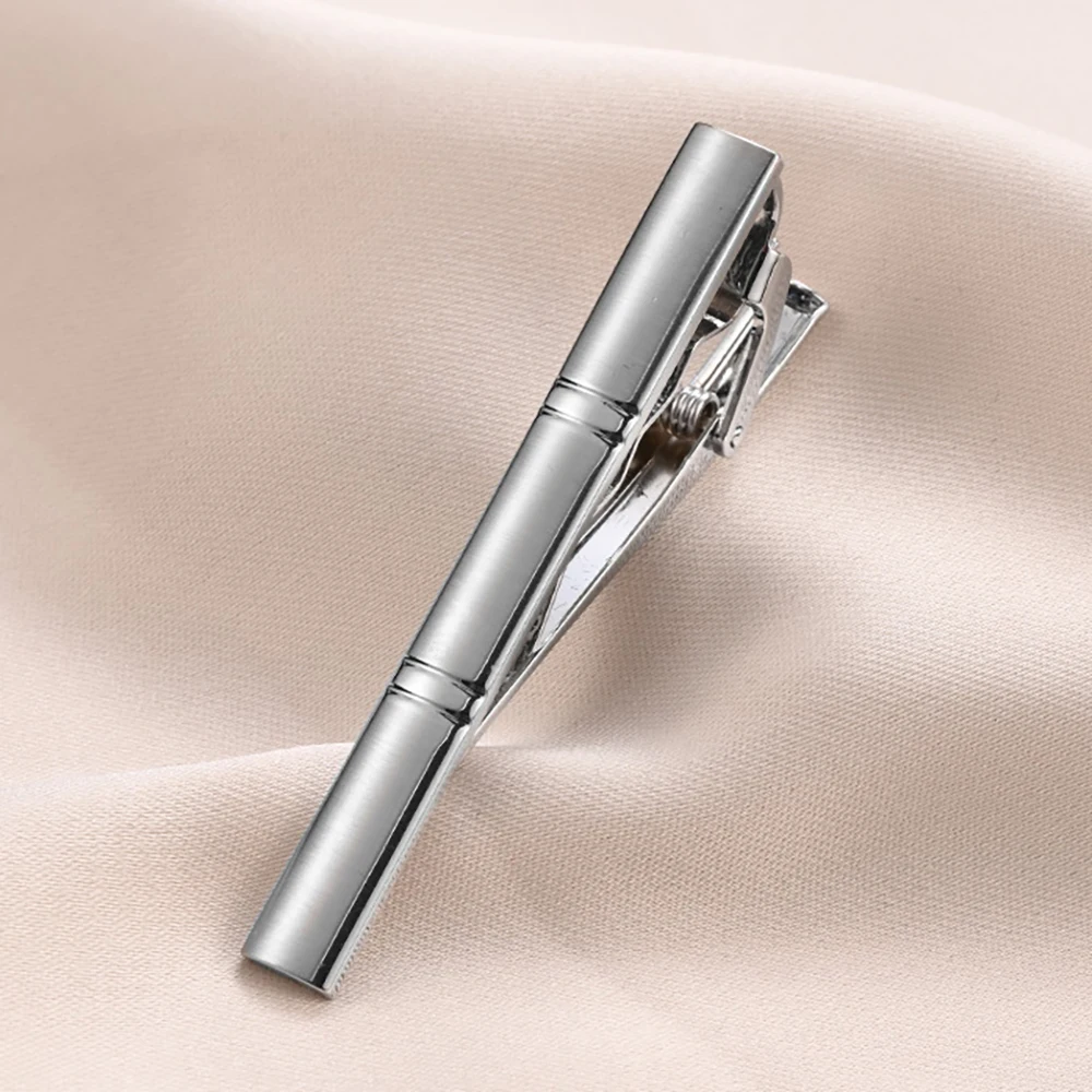 New Copper Metal Silver Color Tie Clip For Men Wedding Necktie Tie Clasp Clip With Gift Box Gentleman Ties Bar Crystal Tie Pin