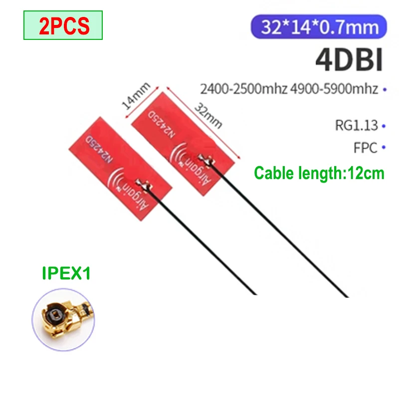 eoth 2pcs iot wifi Antenna 5.8 Ghz 2.4ghz Dual Band Built-in FPC soft board wifi Bluetooth PCB patch gain antenna ipex 1 4