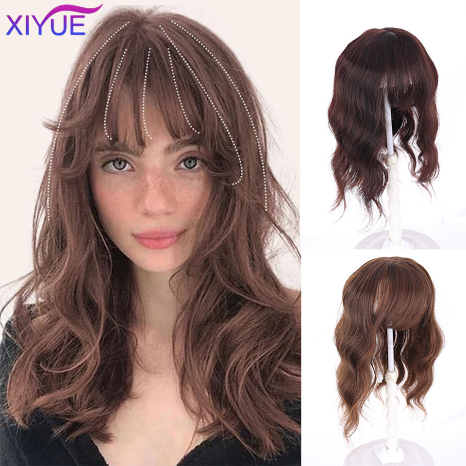 XIYUE Wig women's top hair patch bangs wig patches whitening hair wavy natural fluffy hair pad