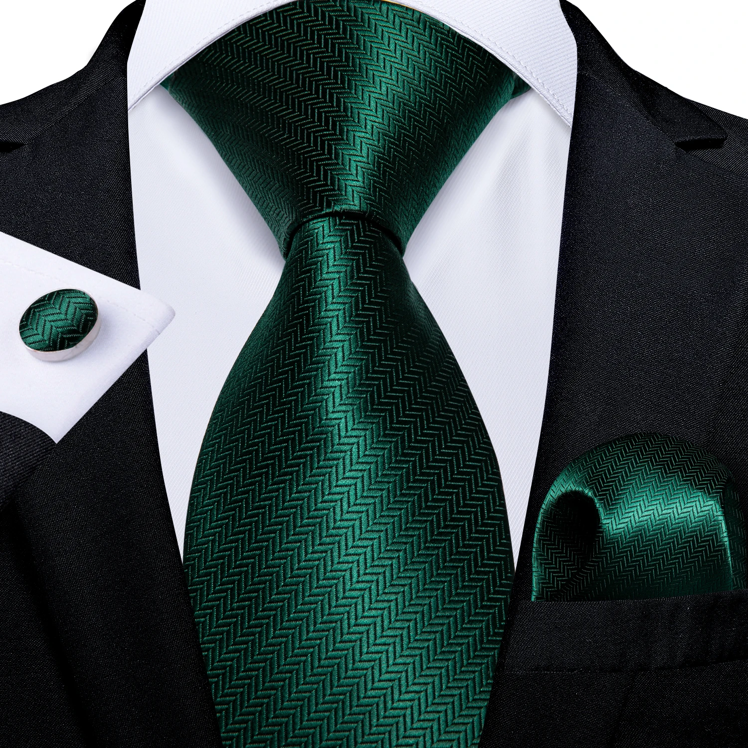 Men's Ties Solid Pink Blue Green Purple Wedding Party Accessories Groom Necktie Handkerchief Cufflinks Gift for Husband