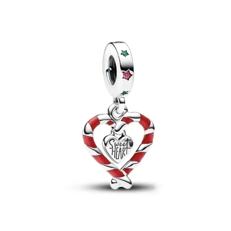 2023 New 925 Silver christmas Stick Heart Charms Star Paw Wings Beads Fit DIY fine Original Bracelet By Women Gift