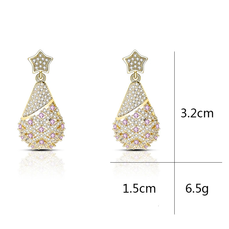Trend Straight Pendant Earrings Gold Silver Christmas Copper Zircon Jewelry High Quality Christmas Gifts 241031