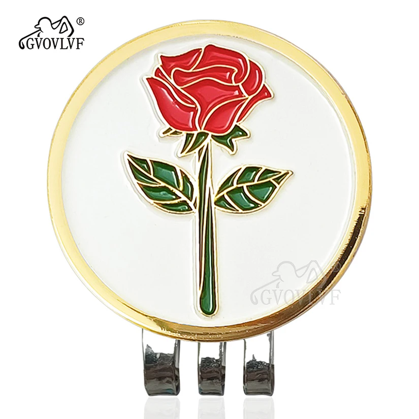 1 piece GVOVLVF Golf Rose ball Markers Magnetic Hat Clips with Bling Bling Golf Bag Accessories Gift for Women Golfers New