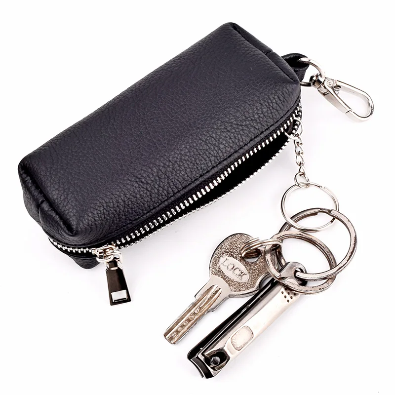 2023 New Genuine Leather Keychain Men Women Key Holder Organizer Pouch Cow Split Car Long Key Bag Housekeeper Key Case wallet