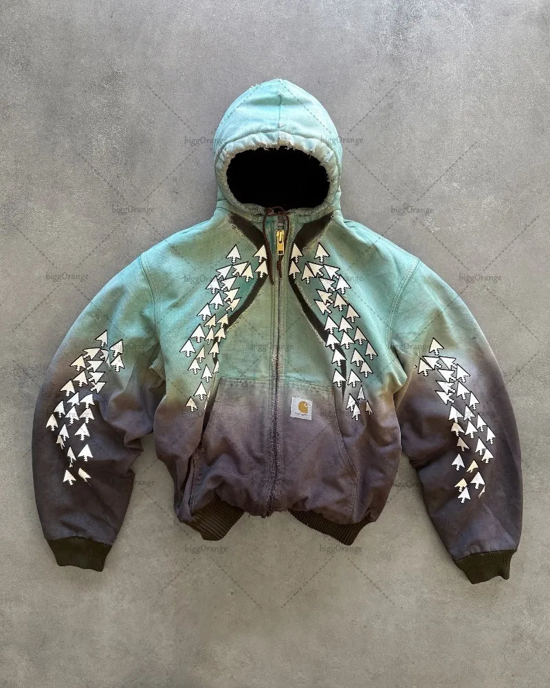 Street Hip Hop Fashion Personalized Printed Loose Zipper Mens Y2K Harajuku Retro Casual Edition Sportswear Womens 241031