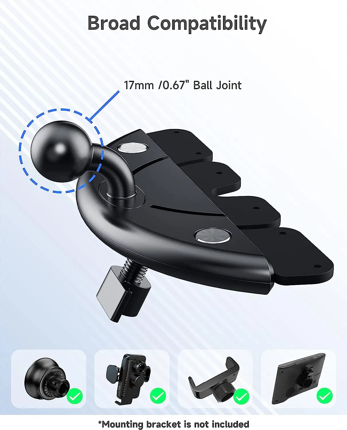 17mm Ball Head Car CD Slot Phone Holder Base Universal Car CD Slot Clip Mount for Mobile Cellphone Holder Car GPS Bracket