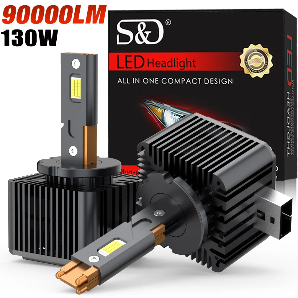 90000LM D3S LED Canbus D1S D2S D4S D5S D8S Led Headlights 130W D1R D2R D3R D4R Bulb Three Tube Car Light Auto 6000K 12V 24V